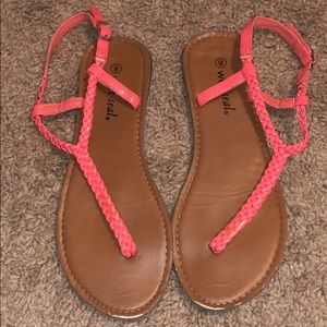 Coral braided sandals